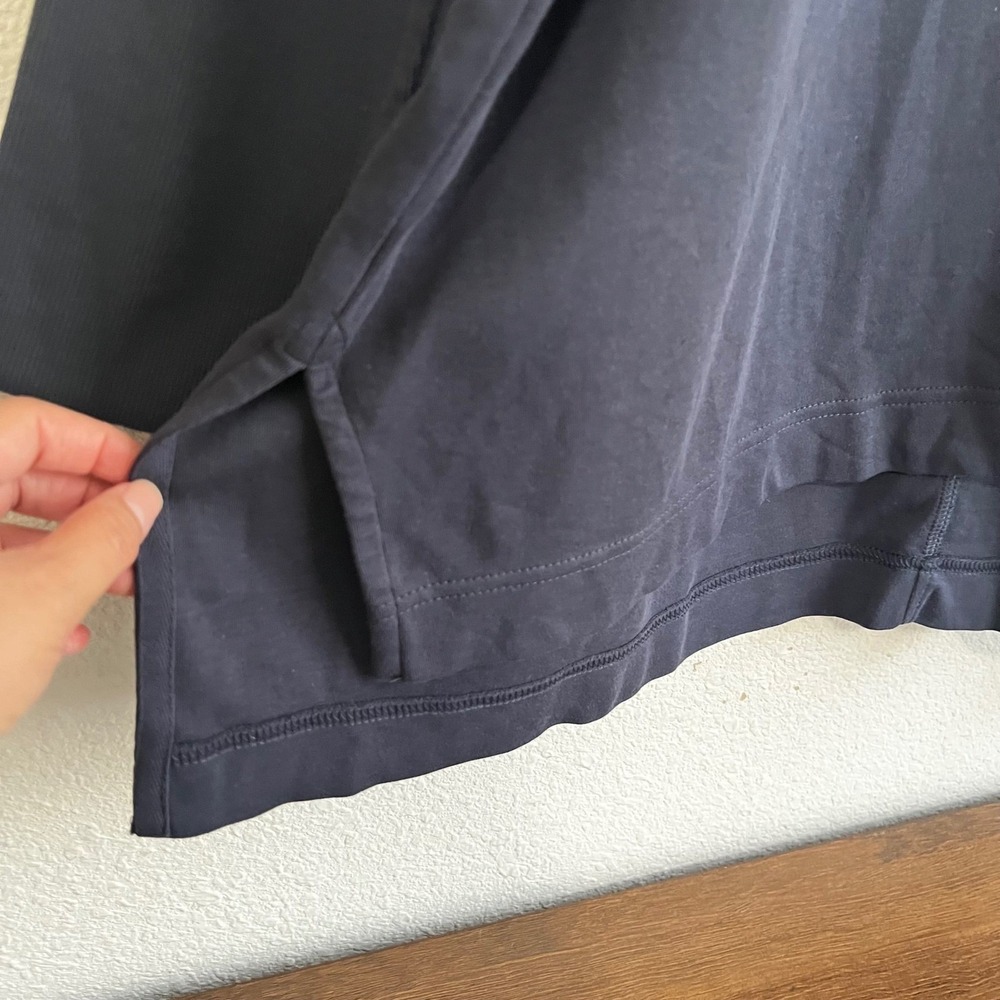 Pact Organic Cotton Oversized Sweatshirt Navy Blue XL XXL Crew Neck High Low Hem - Picture 5 of 9